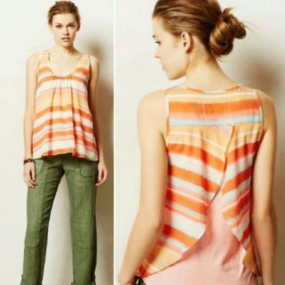 Anthro Meadow Rue Merlon Striped Tank